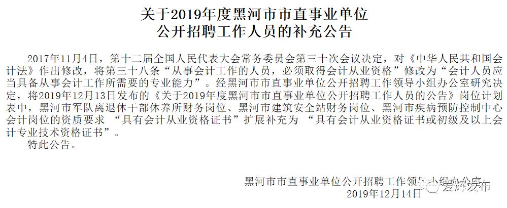 黑河市審計局最新招聘啟事