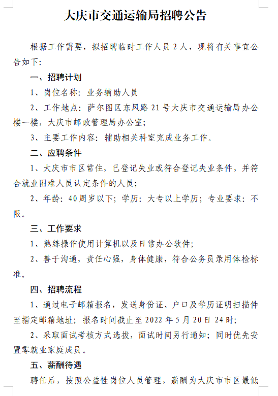 小店區交通運輸局最新招聘信息