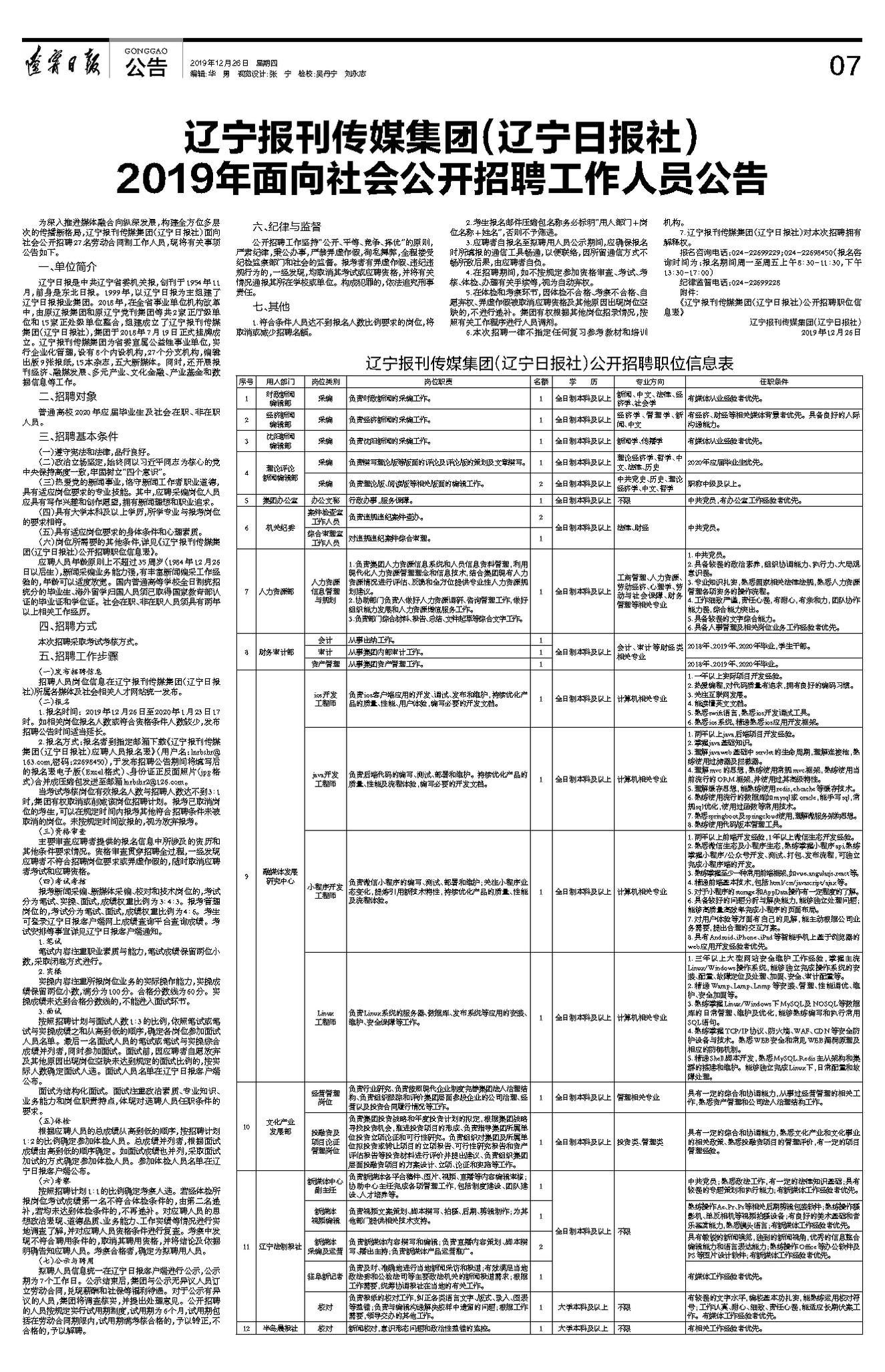 黑河市南寧日報社最新招聘概覽